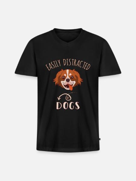 Easily Distracted By Dogs - Men's Premium Organic T-shirt with V-neck - black