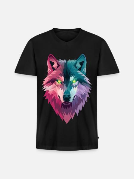 Loup - T-shirt encolure en V Premium bio Homme - noir