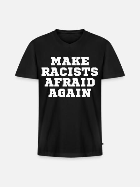 Racists scare again - Men's Premium Organic T-shirt with V-neck - black