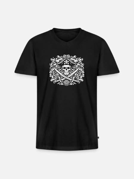 Pirate logo - Men's Premium Organic T-shirt with V-neck - black