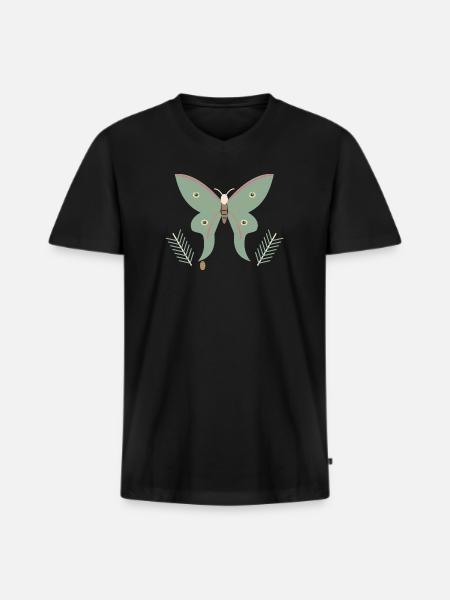 Spanischer Mondmotte und Kiefer - Männer Premium Bio T-Shirt mit V-Ausschnitt - Schwarz