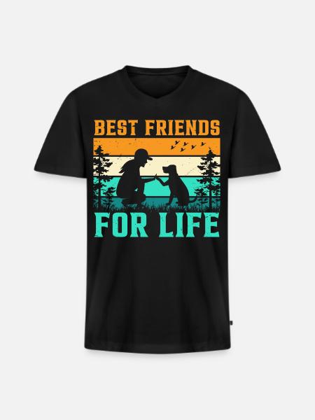 Beste Freunde Fürs Leben Hund - Männer Premium Bio T-Shirt mit V-Ausschnitt - Schwarz