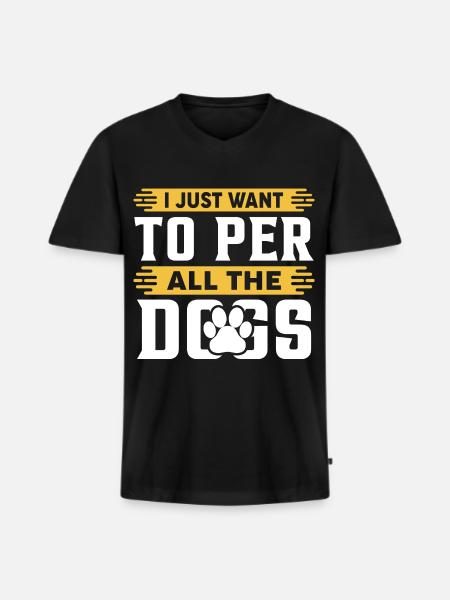 Ich will alle Hunde streicheln - Männer Premium Bio T-Shirt mit V-Ausschnitt - Schwarz