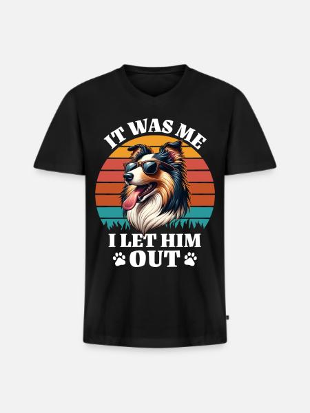 Lustige Langhaar Collie Sprüche - Männer Premium Bio T-Shirt mit V-Ausschnitt - Schwarz