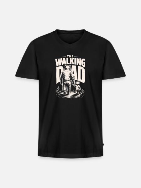 Walking Dad Mit Kleinem Bären - Männer Premium Bio T-Shirt mit V-Ausschnitt - Schwarz