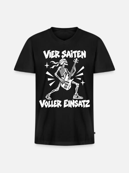 Vier Saiten - Männer Premium Bio T-Shirt mit V-Ausschnitt - Schwarz