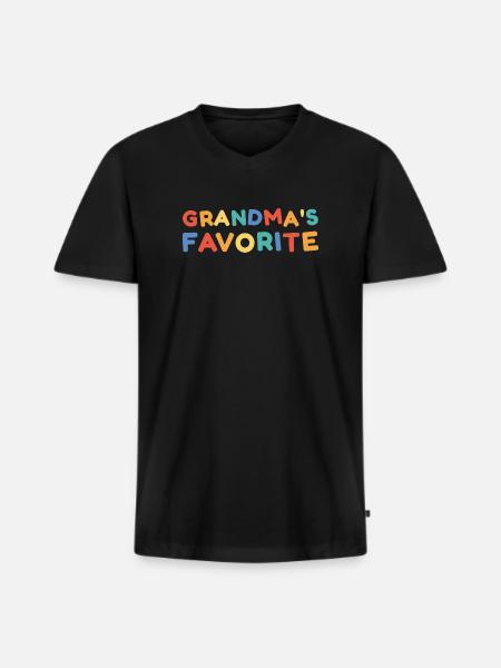 Omas Lieblings - Männer Premium Bio T-Shirt mit V-Ausschnitt - Schwarz