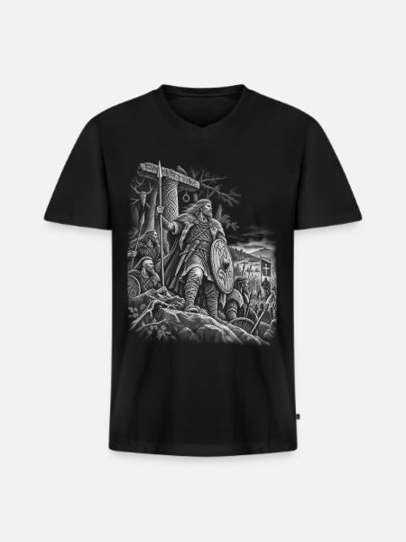 Widukind – Sachsenführer - Männer Premium Bio T-Shirt mit V-Ausschnitt - Schwarz