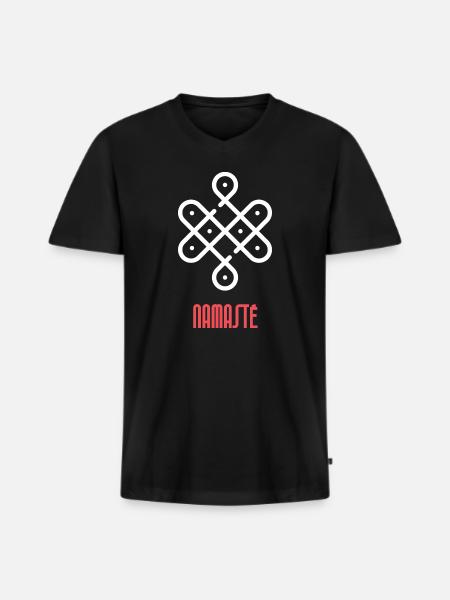 Namasté Yoga lovers - Männer Premium Bio T-Shirt mit V-Ausschnitt - Schwarz