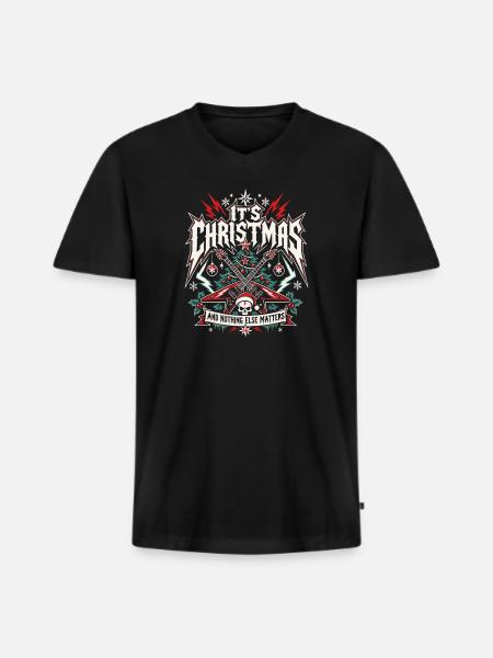 It's Christmas – Metal Fans - Männer Premium Bio T-Shirt mit V-Ausschnitt - Schwarz