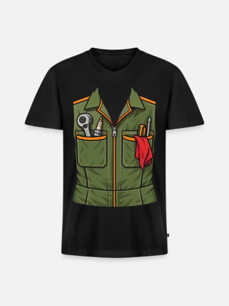 Lustiges Mechaniker T-Shirt Werkzeugweste - Männer Premium Bio T-Shirt mit V-Ausschnitt - Schwarz
