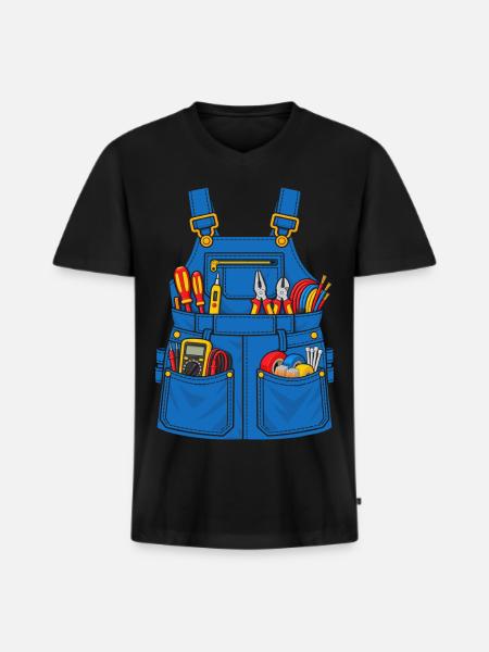 Elektriker Werkzeugschürze - Männer Premium Bio T-Shirt mit V-Ausschnitt - Schwarz