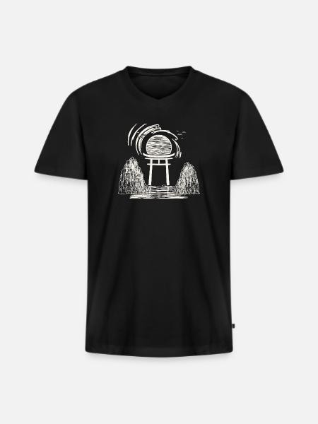 Torii Sonnenuntergang Zen - Männer Premium Bio T-Shirt mit V-Ausschnitt - Schwarz
