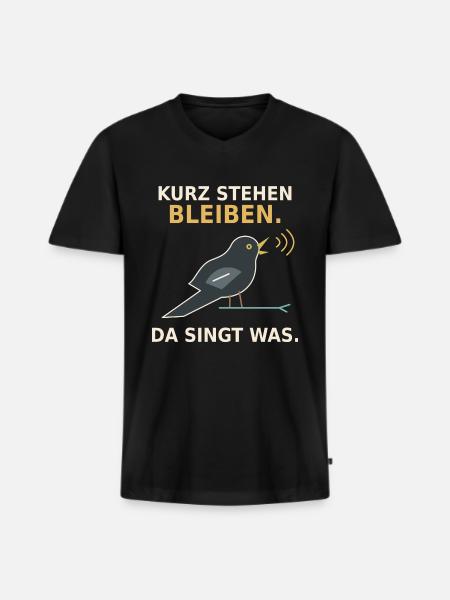 Kurz stehen bleiben – Amsel - Männer Premium Bio T-Shirt mit V-Ausschnitt - Schwarz
