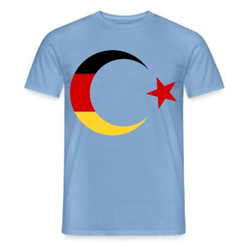 Deutsche und Türkische Flagge - Männer T-Shirt - Carolina Blue - Vorne - AI Model Male 178 light (178cm)