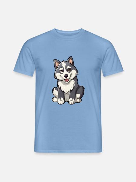 Husky Hund Niedliche Karikatur Kawaii Aquarell Tier Pe - Männer T-Shirt - Carolina Blue