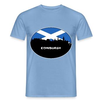 Edinburgh Schottland Flagge Skyline Reise Souvenir - Männer T-Shirt - Carolina Blue - Vorne - AI Model Male 178 light (178cm)