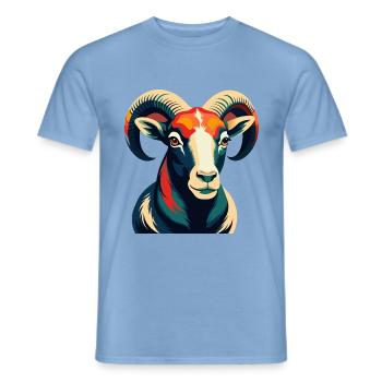 Ram Cartoon Figur Buntes Haustier Tier - Männer T-Shirt - Carolina Blue - Vorne - AI Model Male 178 light (178cm)