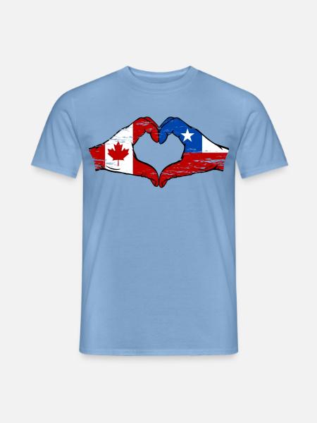 Kanada Chile Flagge Hände Herzform used - Männer T-Shirt - Carolina Blue