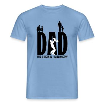 "DAD- The Original Superhero". Für den besten Papa - Männer T-Shirt - Carolina Blue - Vorne - AI Model Male 178 light (178cm)