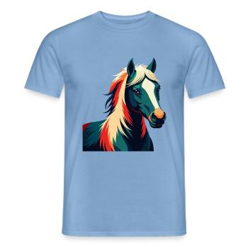 Pony Cartoon Figur Buntes Haustier Tier - Männer T-Shirt - Carolina Blue - Vorne - AI Model Male 178 light (178cm)