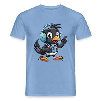 Elster Lustige Zeichentrickfigur Kopfhörer Musik - Männer T-Shirt - Carolina Blue - Vorne - AI Model Male 178 light (178cm)