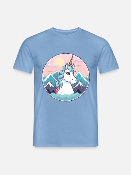 Einhorn Aquarell Karikatur Kawaii Haustier Tier Farbe - Männer T-Shirt - Carolina Blue