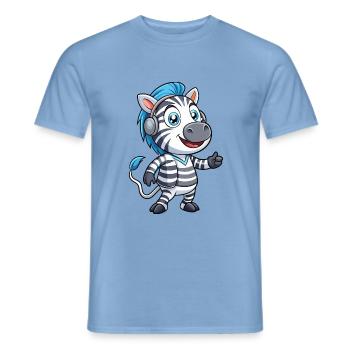 Zebra Lustige Zeichentrickfigur Kopfhörer Musik - Männer T-Shirt - Carolina Blue - Vorne - AI Model Male 178 light (178cm)