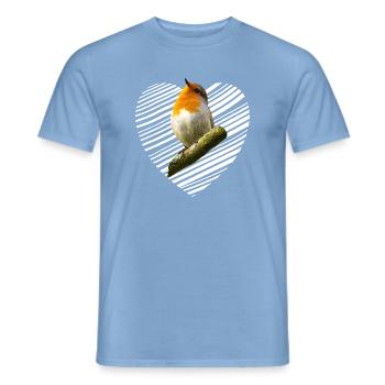 Rotkehlchen Singvogel - Männer T-Shirt - Carolina Blue - Vorne - AI Model Male 178 light (178cm)