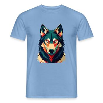 Wolf Cartoon Figur Buntes Haustier Tier - Männer T-Shirt - Carolina Blue - Vorne - AI Model Male 178 light (178cm)
