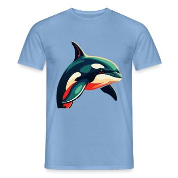 Orca Zeichentrickfigur Buntes Haustier Tier - Männer T-Shirt - Carolina Blue - Vorne - AI Model Male 178 light (178cm)