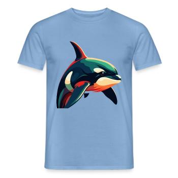 Orca Cartoon-Figur Buntes Haustier - Männer T-Shirt - Carolina Blue - Vorne - AI Model Male 178 light (178cm)