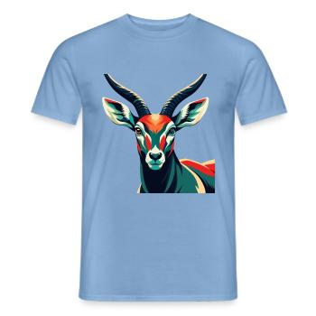 Antilope Zeichentrickfigur Buntes Haustier Tier - Männer T-Shirt - Carolina Blue - Vorne - AI Model Male 178 light (178cm)
