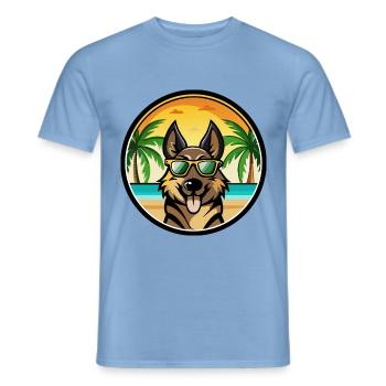 Berger d’Europe de l’Est Race Cartoon Beach - T-shirt homme - carolina blue - Devant - AI Model Male 178 light (178cm)