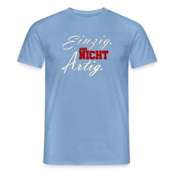 einzig aber nicht artig - Männer T-Shirt - Carolina Blue - Vorne - AI Model Male 178 light (178cm)