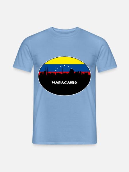Maracaibo-Venezuela-Flaggen-Skyline-Schattenbild-Reise - Männer T-Shirt - Carolina Blue