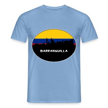 Barranquilla Kolumbien Flagge Skyline Silhouette Trav - Männer T-Shirt - Carolina Blue - Vorne - AI Model Male 178 light (178cm)