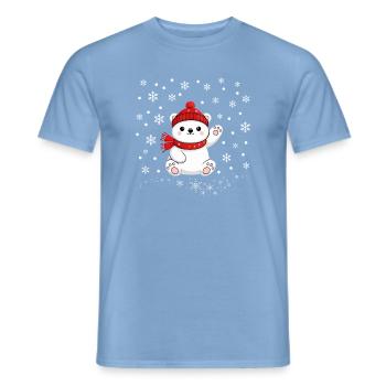 Weihnachten Eisbär Schneeflocken Polar bear Winter - Männer T-Shirt - Carolina Blue - Vorne - AI Model Male 178 light (178cm)