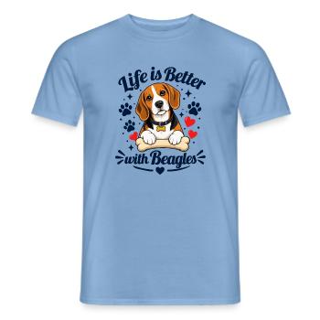 Mit Beagles ist das Leben besser – für leichte Kleidung - Männer T-Shirt - Carolina Blue - Vorne - AI Model Male 178 light (178cm)