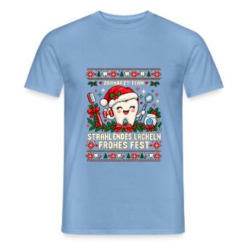 Zahnarzt-Team - Strahlendes Lächeln, frohes Fest - Männer T-Shirt - Carolina Blue - Vorne - AI Model Male 178 light (178cm)