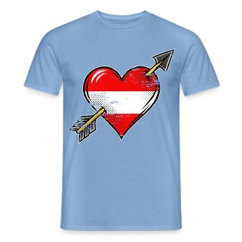 Österreich Flagge Herz mit Pfeil used look - Männer T-Shirt - Carolina Blue - Vorne - AI Model Male 178 light (178cm)