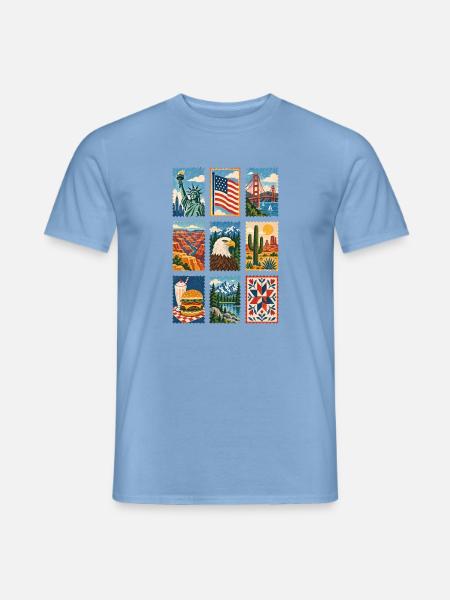 USA Briefmarken - Männer T-Shirt - Carolina Blue