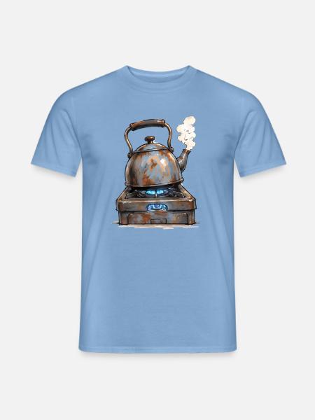 Rostiger Teekessel auf Gasherd - Männer T-Shirt - Carolina Blue