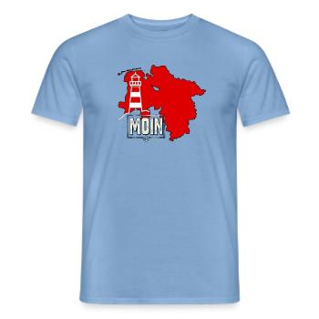 Moin Niedersachsen Leuchtturm - Männer T-Shirt - Carolina Blue - Vorne - AI Model Male 178 light (178cm)