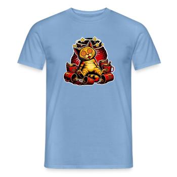 Katze Glühwein Betrunken Pop Art Comic T-Shirt - Männer T-Shirt - Carolina Blue - Vorne - AI Model Male 178 light (178cm)