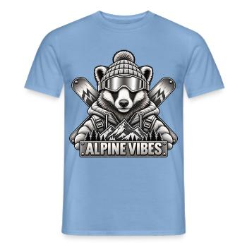 Alpine Vibes – Dachs mit Snowboard und Skibrille - Männer T-Shirt - Carolina Blue - Vorne - AI Model Male 178 light (178cm)
