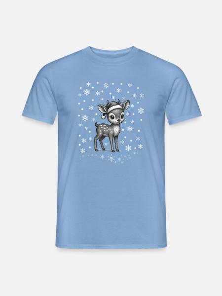 Rentier Schnee / reindeer snowflakes Weihnachten  - Männer T-Shirt - Carolina Blue