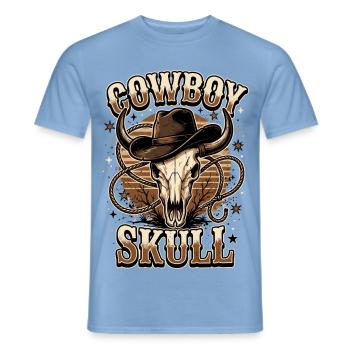 Cowboy Skull – Vintage Western mit Cowboyhut - Männer T-Shirt - Carolina Blue - Vorne - AI Model Male 178 light (178cm)