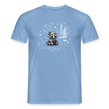 Waschbär Schnee /raccoon snowflakes Weihnachten - Männer T-Shirt - Carolina Blue - Vorne - AI Model Male 178 light (178cm)