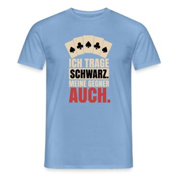 Ich trage Schwarz meine Gegner auch – Skat Doko - Männer T-Shirt - Carolina Blue - Vorne - AI Model Male 178 light (178cm)